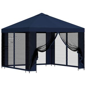vidaXL Dārza paviljons ar sānu sienām 3 x 3 m Zila