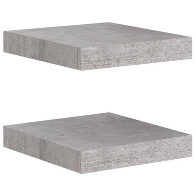 vidaXL sienas plaukti, 2 gab., betona pelēki, 23x23,5x3,8 cm, MDF