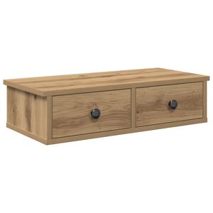 vidaXL sienas plaukts ar atvilktnēm koka krāsā 60x28x15 cm