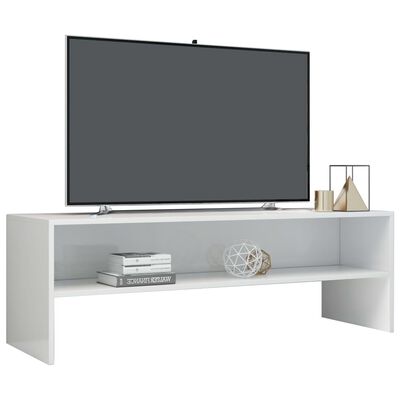 vidaXL TV skapītis, 120x40x40 cm, spīdīgi balts, skaidu plāksne