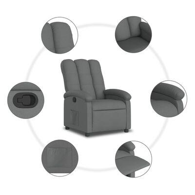 vidaXL atpūtas krēsls, atgāžams, tumši pelēks audums