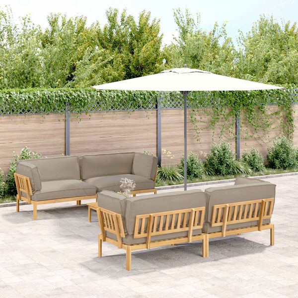 vidaXL Dīvānu komplekts 5 pcs Pelēkbrūna Cietā akācijas koks