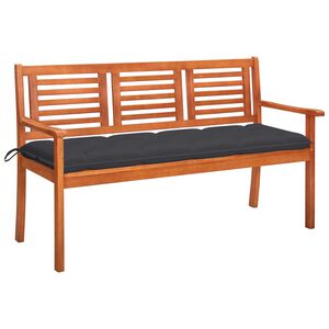 vidaXL trīsvietīgs dārza sols ar matraci, 150 cm, eikalipta masīvkoks