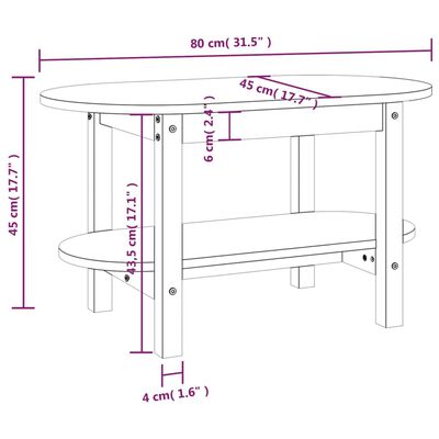 vidaXL kafijas galdiņš, medus brūns, 80x45x45 cm, priedes masīvkoks