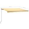 vidaXL markīze ar stabu, 400x300 cm, automātiska, dzeltena/balta