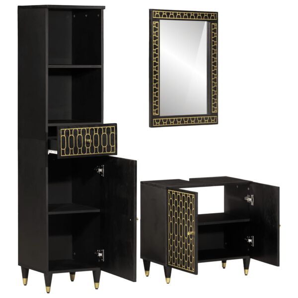 vidaXL 3-daļīgs vannasistabas mēbeļu komplekts, mango masīvkoks