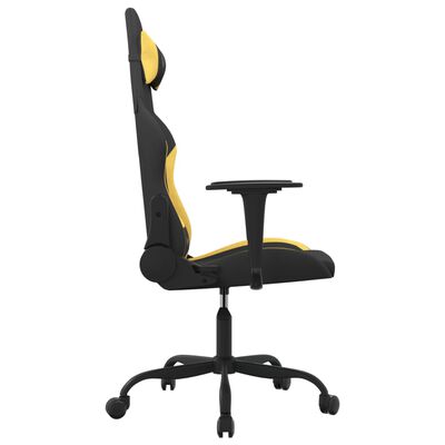vidaXL datorspēļu krēsls, melns un dzeltens audums