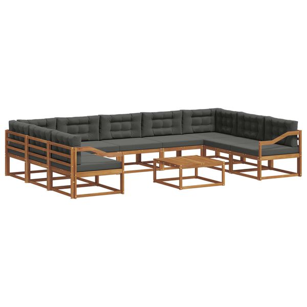 vidaXL Āra dīvānu komplekts ar spilvenu 10 pcs Dabisks un antracīts