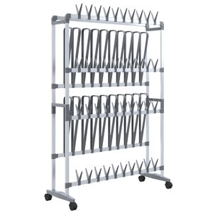vidaXL apavu plaukts ar ritenī&scaron;iem, sudraba krāsa, 89x27x120 cm