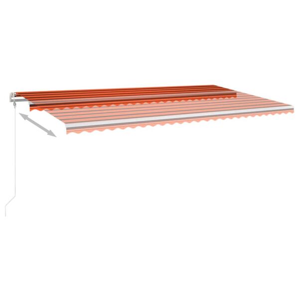 vidaXL izvelkama markīze, LED, vēja sensors, oranži brūna, 600x300 cm