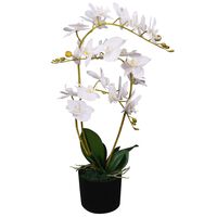 vidaXL mākslīgais augs, orhideja ar podiņu, 65 cm, balta