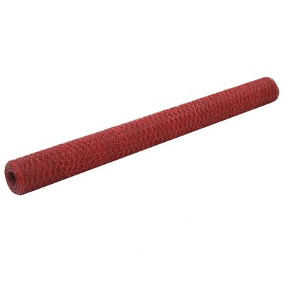 vidaXL stiepļu žogs, tērauds ar PVC pārklājumu, 25x1,5 m, sarkans