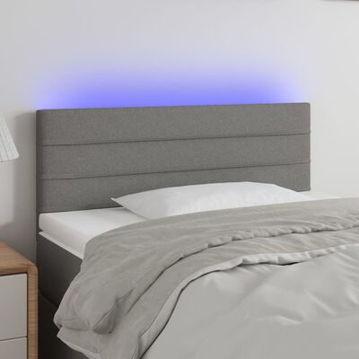 vidaXL gultas galvgalis ar LED, 80x5x78/88 cm, tumši pelēks audums
