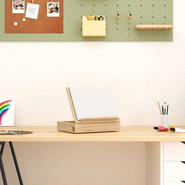 vidaXL galda molberts ar atvilktni, 33,5x25,5x7 cm, priedes masīvkoks