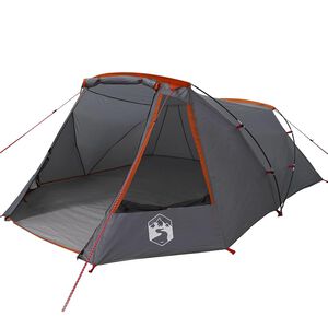 vidaXL Tunel tents 3-personām 3 personai Pelēka un oranža