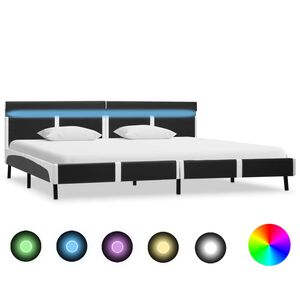 vidaXL gultas rāmis ar LED, pelēka mākslīgā āda, 180x200 cm
