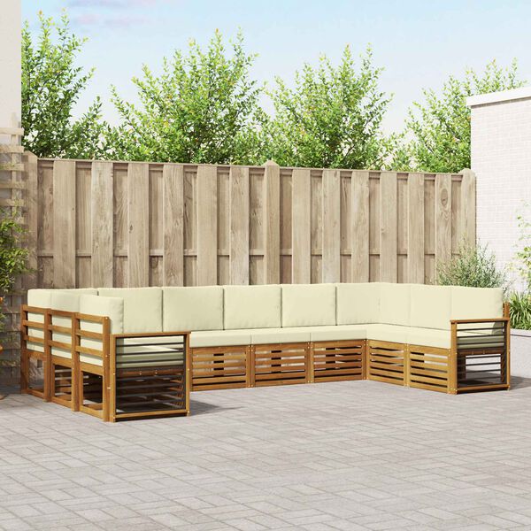 vidaXL Stūru dīvānu komplekts ar spilvenu 10 pcs Dabisks un krējuma