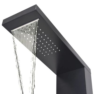 vidaXL dušas sistēma ar paneli, melns, matēts alumīnijs