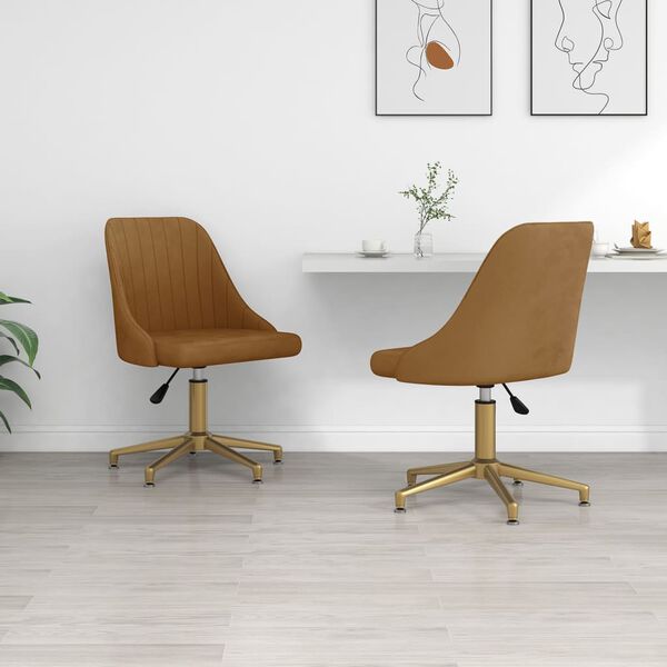 vidaXL grozāmi virtuves krēsli, 2 gab., brūns samts