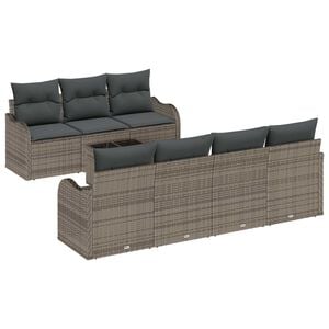 vidaXL Dārza dīvānu komplekts ar spilvenu ar uzglabā&scaron;anu 8 pcs Pelēka