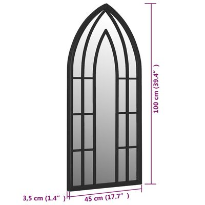 vidaXL spogulis, melns, 100x45 cm, dzelzs, izmantošanai telpās