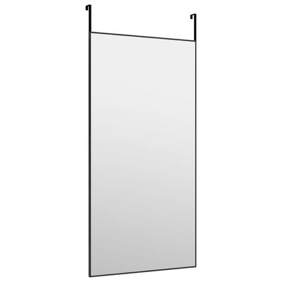 vidaXL durvju spogulis, melns, 50x100 cm, stikls un alumīnijs