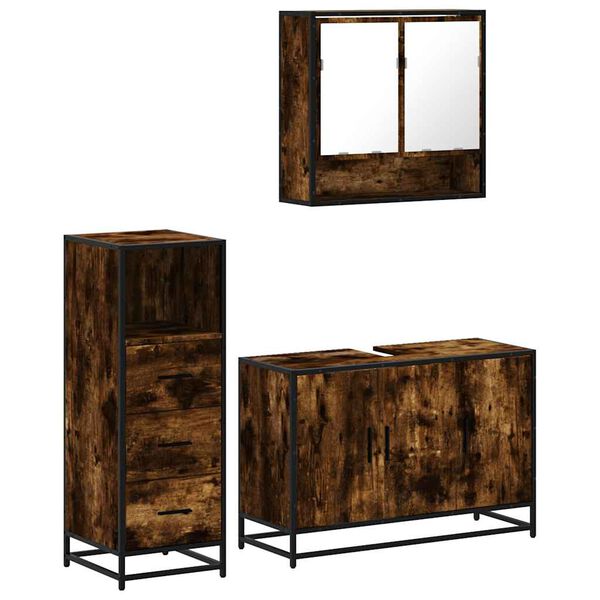 vidaXL 3-daļīgs vannasistabas mēbeļu komplekts, ozolkoka krāsa