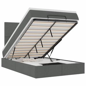 vidaXL Osmaņu gultas rāmis ar matrača tum&scaron;i pelēks 120x190 cm audums