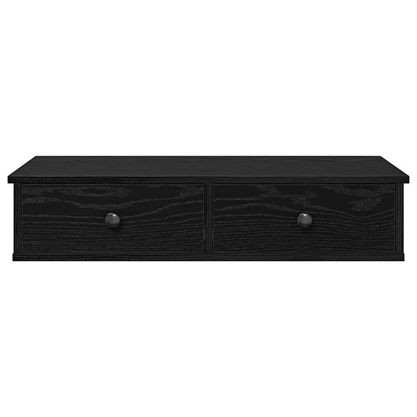 vidaXL sienas plaukts ar atvilktnēm melns 80x34x17cm inženierijas koks