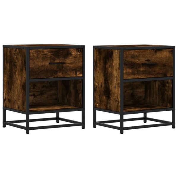 vidaXL naktsskapī&scaron;i, 2 gab., ozolkoka, 40x31x50 cm, inženierijas koks