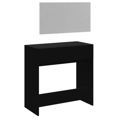 vidaXL galdiņš ar spoguli, melns, 80x39x80 cm