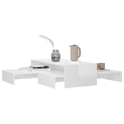 vidaXL kafijas galdiņu komplekts, 100x100x26,5 cm, spīdīgi balts