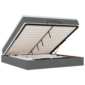 vidaXL Osmaņu gultas rāmis ar matrača tum&scaron;i pelēks 180x200cm audums