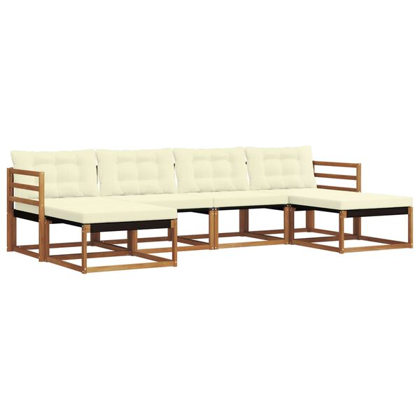 vidaXL Āra dīvānu komplekts ar spilvenu 6 pcs Dabisks un krējuma