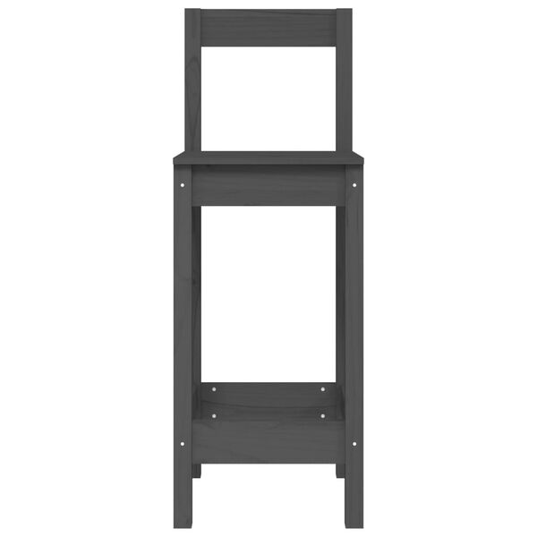 vidaXL bāra krēsli, 2 gab., pelēki, 40x41,5x112 cm, priedes masīvkoks