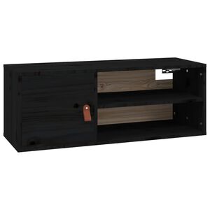vidaXL sienas skapītis, melns, 80x30x30 cm, priedes masīvkoks