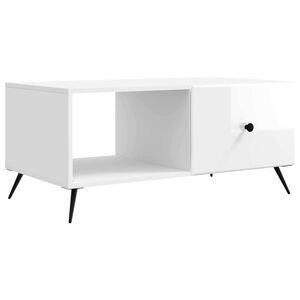 vidaXL Kafijas galdiņ&scaron; Spīdīgi balts 90 x 50 x 40 cm Inženierijas koks