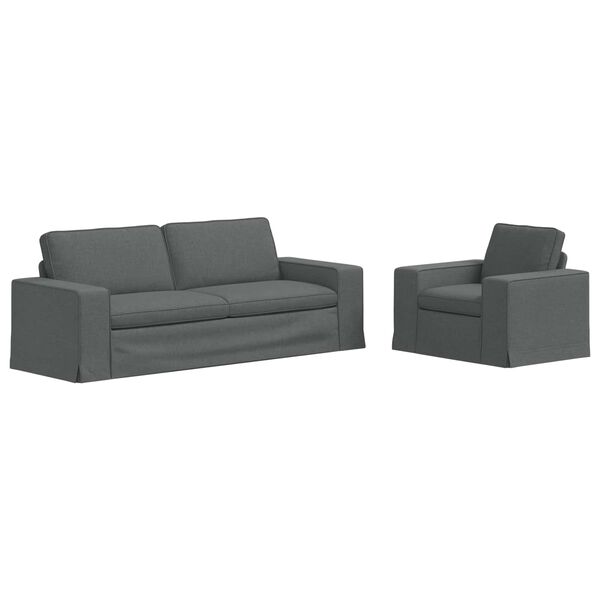 vidaXL Dīvānu komplekts 2 pcs Tum&scaron;i pelēks 182 x 80 x 82 cm audums