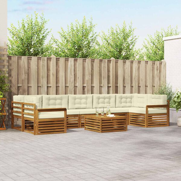 vidaXL Āra dīvānu komplekts ar spilvenu 8 pcs Dabisks un krējuma