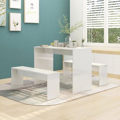 vidaXL 3-daļīgs virtuves mēbeļu komplekts, balts, skaidu plāksne