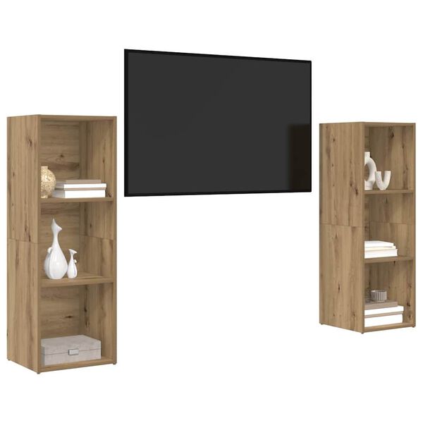 vidaXL TV skapī&scaron;u komplekts 2 pcs Artisānā ozols 107 x 35 x 37 cm