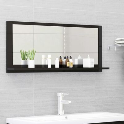 vidaXL vannasistabas spogulis, spīdīgi melns, 90x10,5x37 cm
