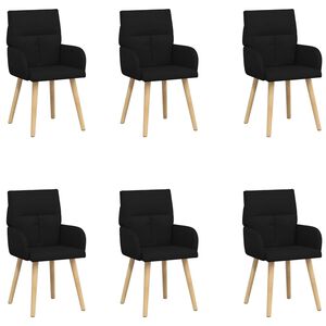 vidaXL Ēdamkrēsli 6 gab. Audums Melns 60 x 56 x 96 cm