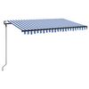 vidaXL izvelkama markīze, LED, vēja sensors, 400x300 cm, zila un balta