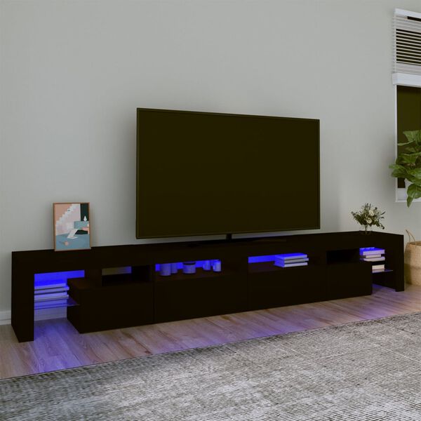 vidaXL TV skapītis ar LED apgaismojumu, melns, 260x36,5x40 cm