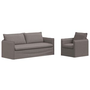 vidaXL Dīvānu komplekts 2 pcs Pelēkbrūna 196 x 82 x 85 cm Audums