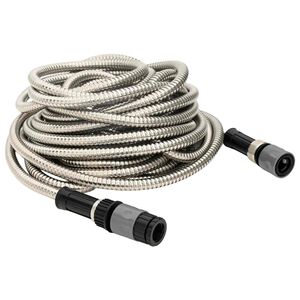 vidaXL dārza &scaron;ļūtene ar izsmidzinā&scaron;anas uzgali, sudrabaina, 0,6", 7,5m