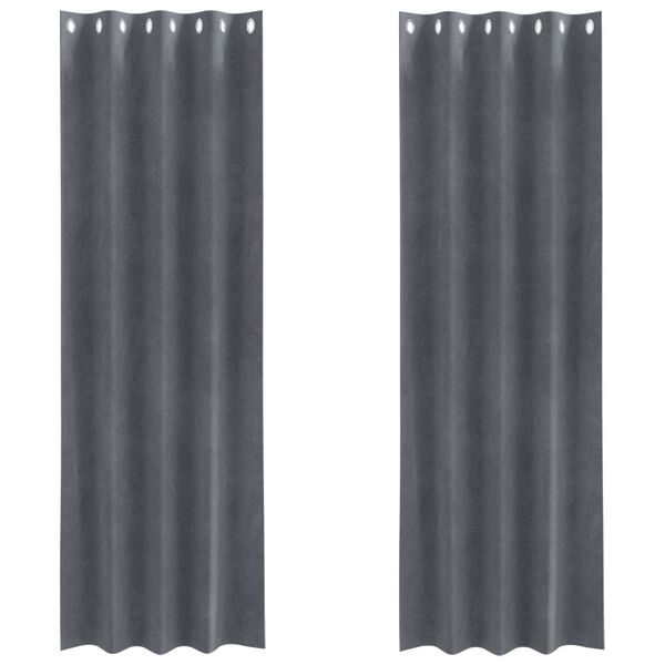 vidaXL Aptum&scaron;ojo&scaron;ie aizkari 2 pcs Gai&scaron;i pelēks 140 x 225 cm Samts