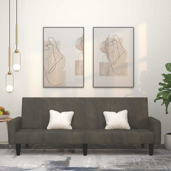 vidaXL 2-vietīga dīvāngulta, tum&scaron;i pelēks samts