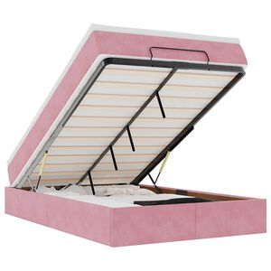 vidaXL Osmaņu gulta ar matraci, rozā, 120x190 cm, samts